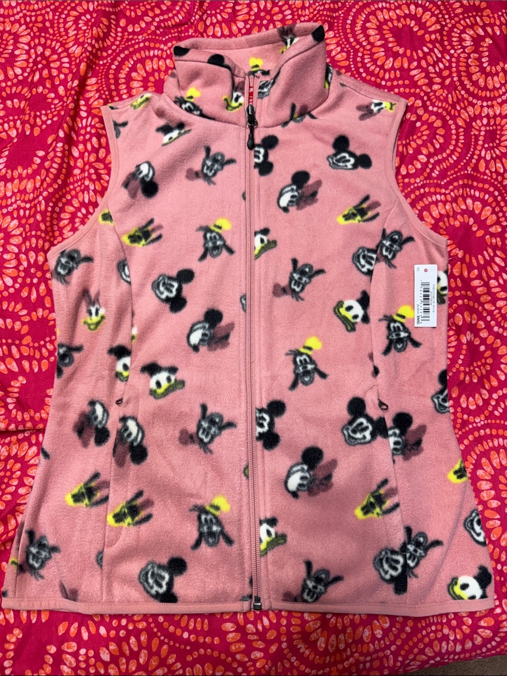 Disney Pink Fleece Vest with Mickey Print